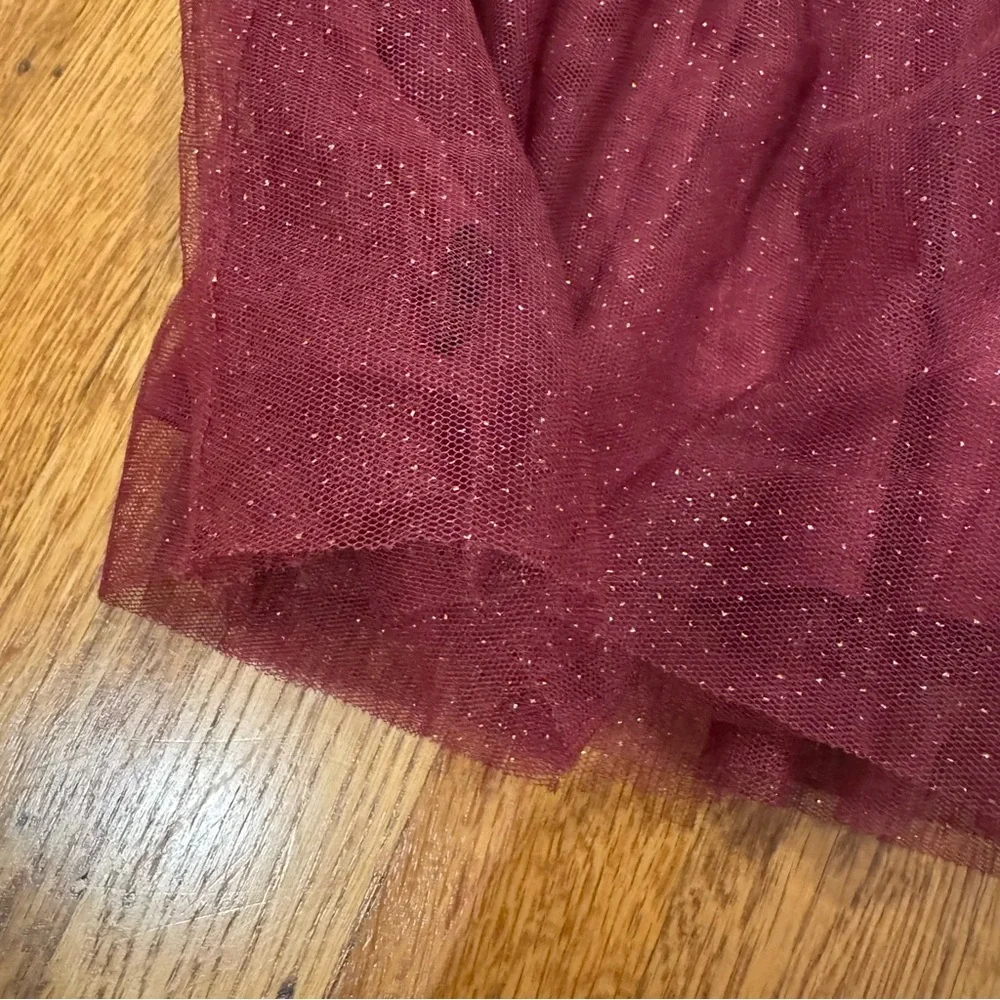 Disney Minnie Mouse toddler tulle dress sz 24 months burgundy & ivory